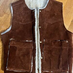 Vintage Men's Brown Suede Shearling Vest